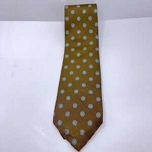 Gant Mens Silk Tie Vtg Brown Blue Geometric Medallion Pattern USA Made